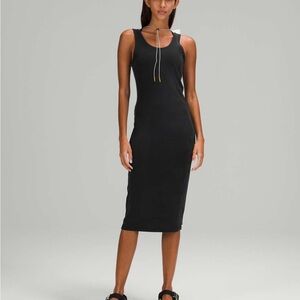 Lululemon Black Lab Noir Midi Athletic Stretch Fitted Bodycon Tank Dress 4